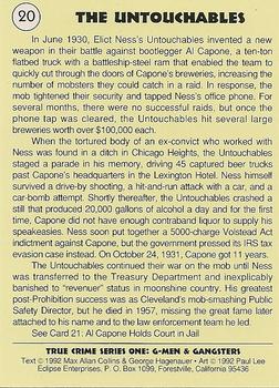 1992 Eclipse True Crime #20 The Untouchables Back