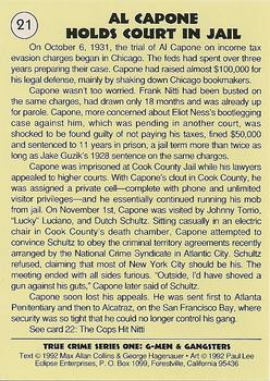 1992 Eclipse True Crime #21 Al Capone Holds Court in Jail Back