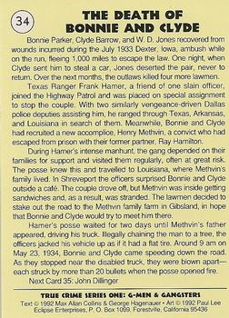 1992 Eclipse True Crime #34 Death of Bonnie & Clyde Back