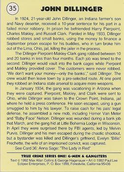 1992 Eclipse True Crime #35 John Dillinger Back
