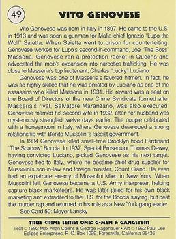 1992 Eclipse True Crime #49 Vito Genovese Back