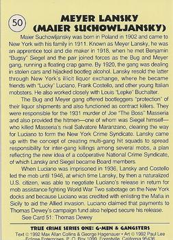 1992 Eclipse True Crime #50 Meyer Lansky Back