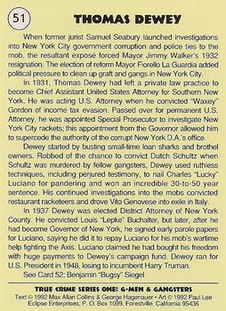 1992 Eclipse True Crime #51 Thomas Dewey Back