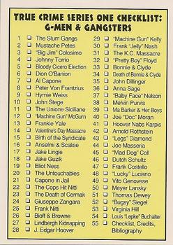 1992 Eclipse True Crime #55 Series One Checklist: 1-55 Front