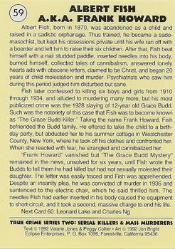 1992 Eclipse True Crime #59 Albert Fish Back