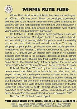 1992 Eclipse True Crime #69 Winnie Judd Back