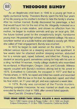 1992 Eclipse True Crime #88 Theodore Bundy Back