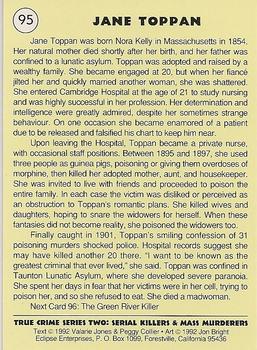 1992 Eclipse True Crime #95 Jane Toppan Back