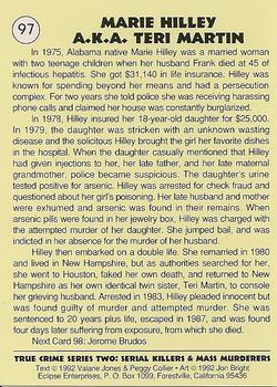 1992 Eclipse True Crime #97 Marie Hilley Back