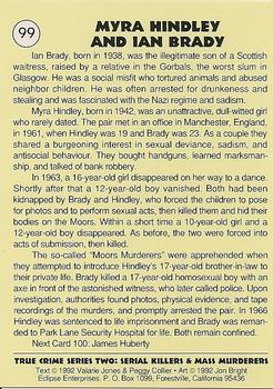 1992 Eclipse True Crime #99 Hindley & Brady Back