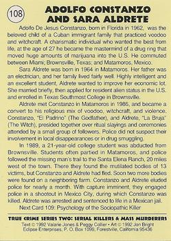1992 Eclipse True Crime #108 Constanzo & Aldrete Back