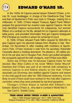1992 Eclipse True Crime #114 Edward O'Hare Sr. Back