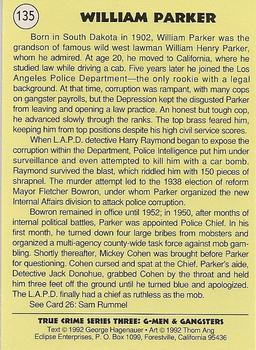 1992 Eclipse True Crime #135 William Parker Back