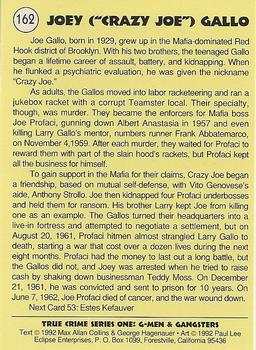 1992 Eclipse True Crime #162 Crazy Joe Gallo Back