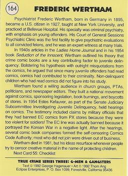 1992 Eclipse True Crime #164 Frederic Wertham Back