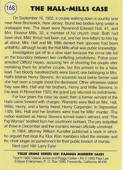 1992 Eclipse True Crime #168 The Hall-Mills Case Back