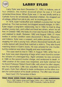 1992 Eclipse True Crime #169 Larry Eyler Back