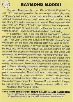 1992 Eclipse True Crime #179 Raymond Morris Back