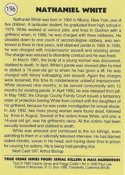 1992 Eclipse True Crime #196 Nathaniel White Back