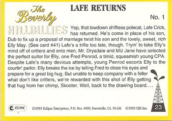 1993 Eclipse Beverly Hillbillies #23 Lafe Returns - No. 1 Back