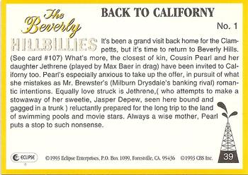 1993 Eclipse Beverly Hillbillies #39 Back to Californy - No. 1 Back