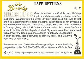 1993 Eclipse Beverly Hillbillies #41 Lafe Returns - No. 2 Back