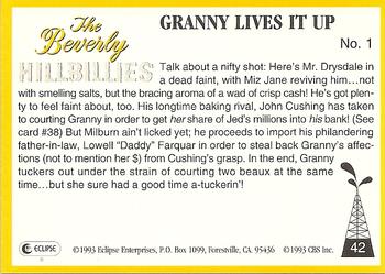 1993 Eclipse Beverly Hillbillies #42 Granny Lives It Up - No. 1 Back