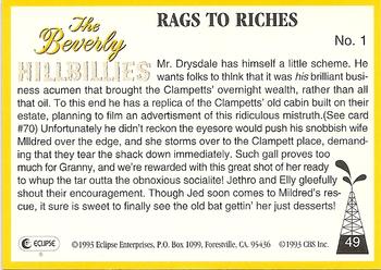 1993 Eclipse Beverly Hillbillies #49 Rags to Riches - No. 1 Back