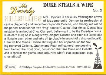 1993 Eclipse Beverly Hillbillies #51 Duke Steals a Wife - No. 2 Back