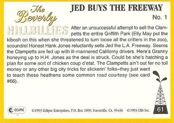 1993 Eclipse Beverly Hillbillies #61 Jed Buys the Freeway - No. 1 Back