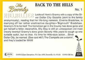 1993 Eclipse Beverly Hillbillies #64 Back to the Hills - No. 1 Back