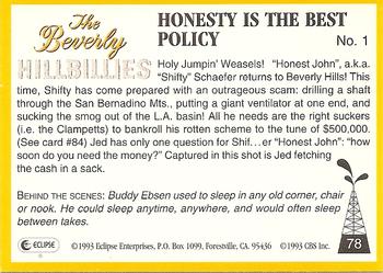 1993 Eclipse Beverly Hillbillies #78 Honesty Is the Best Policy - No. 1 Back