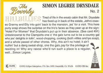 1993 Eclipse Beverly Hillbillies #8 Simon Legree Drysdale - No. 2 Back