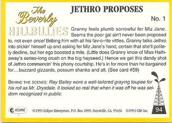 1993 Eclipse Beverly Hillbillies #94 Jethro Proposes - No. 1 Back