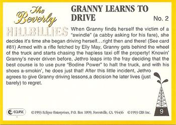 1993 Eclipse Beverly Hillbillies #9 Granny Learns To Drive - No. 2 Back
