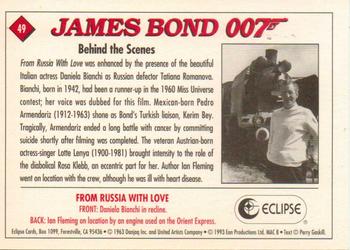 1993 Eclipse James Bond Series 1 #49 Behind the Scenes Back