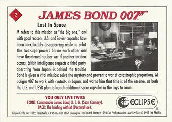 1993 Eclipse James Bond Series 2 #2 Lost in Space Back