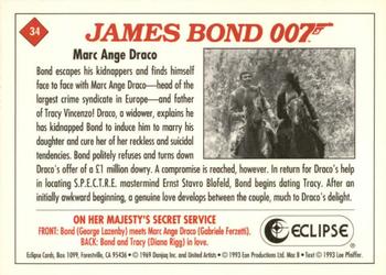1993 Eclipse James Bond Series 2 #34 Marc Ange Draco Back