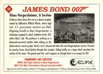 1993 Eclipse James Bond Series 2 #68 Klaus Hergersheimer, G Section Back