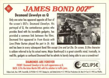 1993 Eclipse James Bond Series 2 #81 Desmond Llewelyn as Q Back