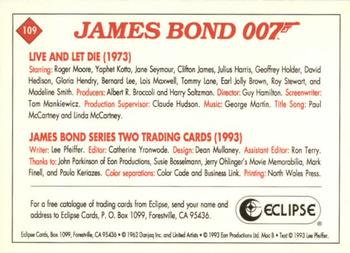 1993 Eclipse James Bond Series 2 #109 Cast and Credits Back