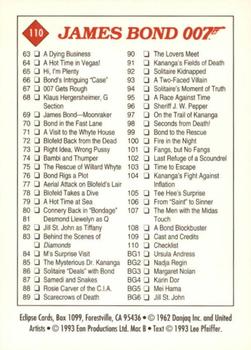 1993 Eclipse James Bond Series 2 #110 Checklist Back