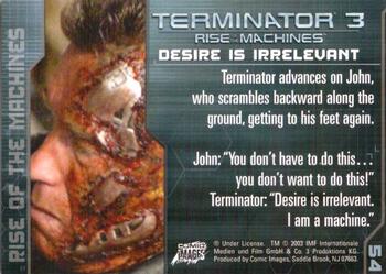 2003 Comic Images Terminator 3 #54 Desire is Irrelevant Back