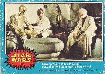1977 O-Pee-Chee Star Wars #28 Luke agrees to join Ben Kenobi Front