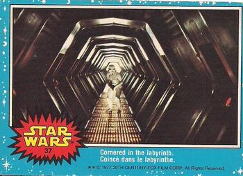 1977 O-Pee-Chee Star Wars #37 Cornered in the labyrinth Front