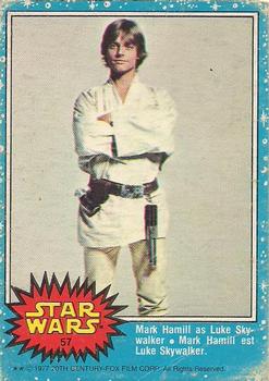 1977 O-Pee-Chee Star Wars #57 Mark Hamill as Luke Skywalker Front