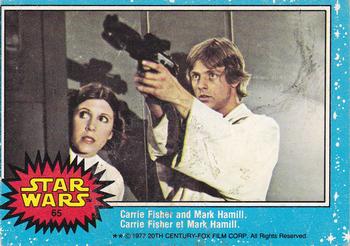 1977 O-Pee-Chee Star Wars #65 Carrie Fisher and Mark Hamill Front