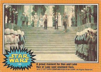 1977 O-Pee-Chee Star Wars #145 A proud moment for Han and Luke Front