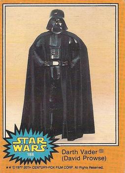 1977 O-Pee-Chee Star Wars #188 Darth Vader (David Prowse) Front