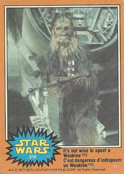 1977 O-Pee-Chee Star Wars #210 It's not wise to upset a Wookiee! Front